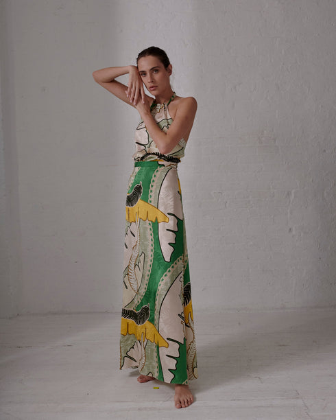 Magdalena Jacquard Maxi Dress / Green